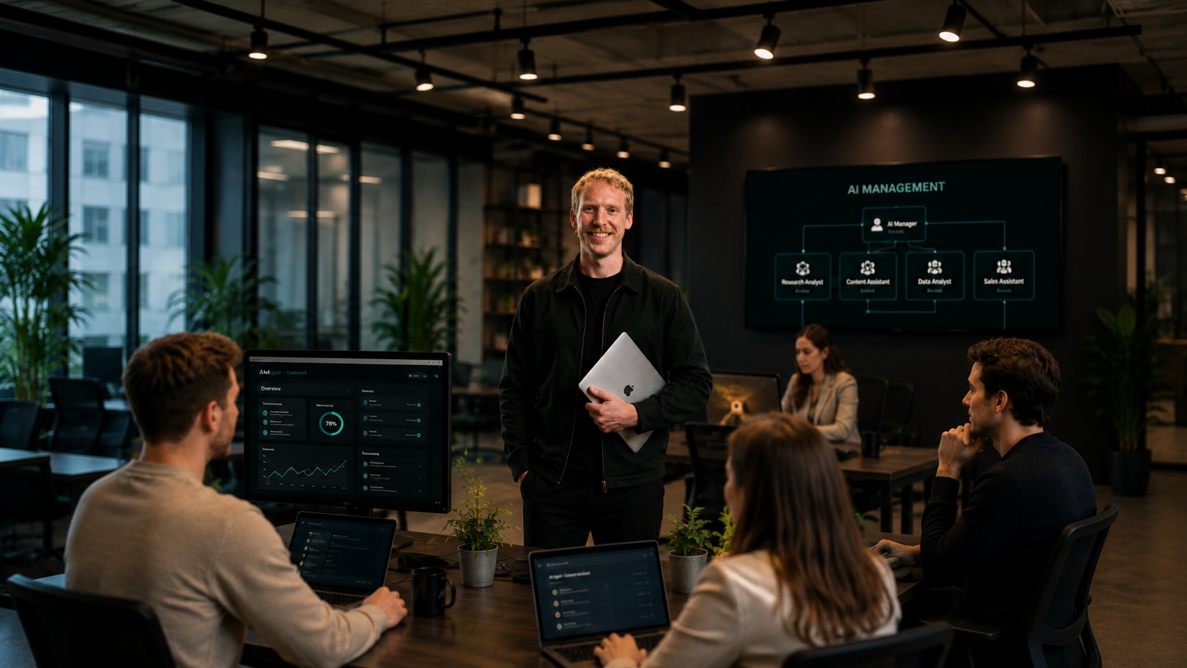 AI Manager met team tijdens een AI Management sessie